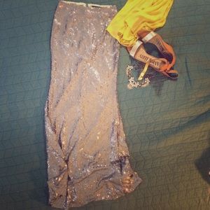 Silver Sequins Maxi Skirt (Worn once!)